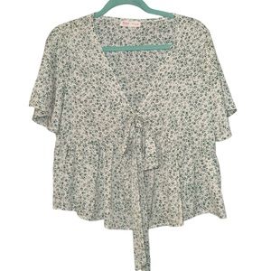 Floral Print V Neck Blouse